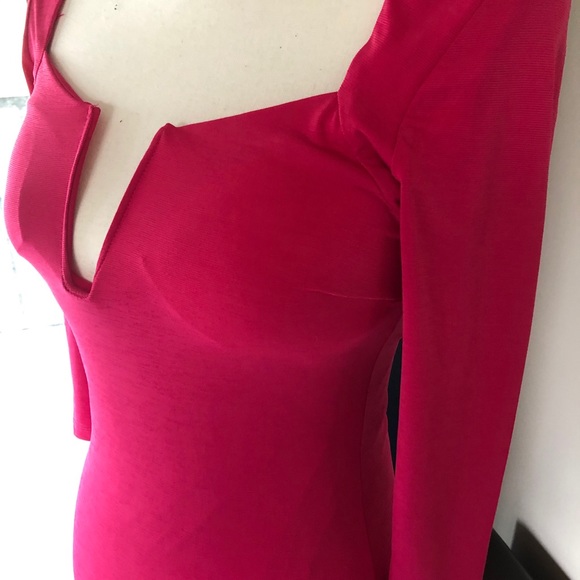 SQUARE NECK LONG SLEEVE MIDI DRESS - Picture 3 of 7